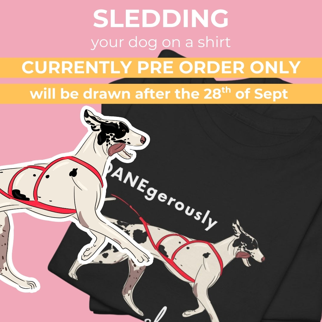 Personalised Dog Sledding Tee + digital drawing for print